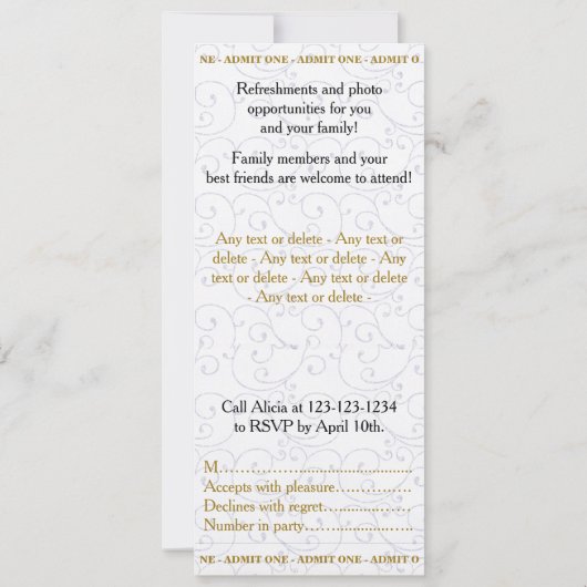 De Ticket Prom van de uitnodiging Trend, om het ev (Achterkant)