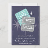 De Tickets van de film sparen de DatumKaart (Blauw Save The Date (Voorkant)