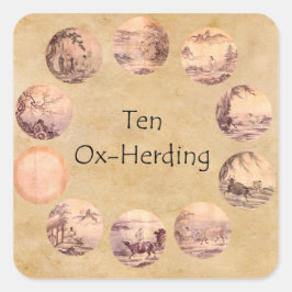 De Tien Afbeeldingen van de Oxherding Vierkante Sticker