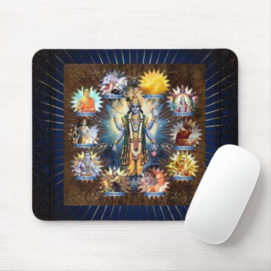 de tien Avatars van vishnu - mousepad Muismat (Met muis)