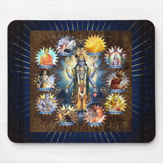 de tien Avatars van vishnu - mousepad Muismat (Voorkant)
