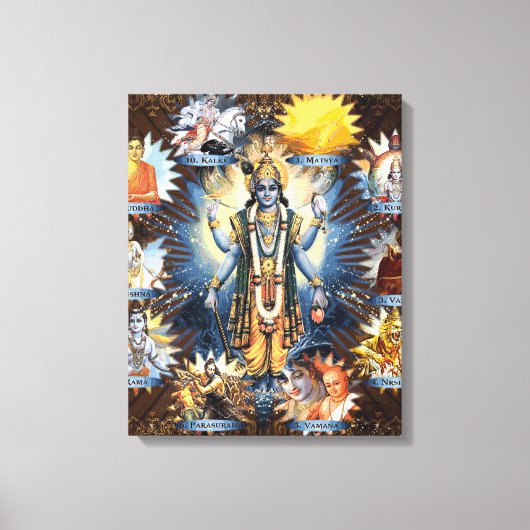 De tien avatars van Vishnu - omwikkeld canvas Afdruk (Voorkant)