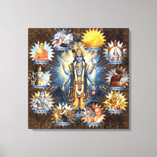 De tien avatars van Vishnu - omwikkeld canvas Afdruk
