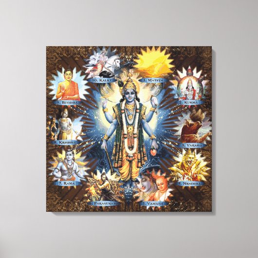 De tien avatars van Vishnu - omwikkeld canvas Afdruk (Voorkant)