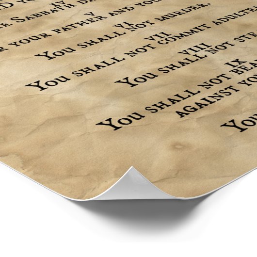 De tien geboden drukpers op Parchment Poster (Hoek)