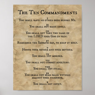 De tien geboden drukpers op Parchment Poster