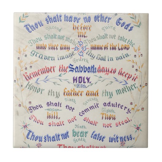 'De Tien Geboden' keramische tegel Tegeltje (Voorkant)