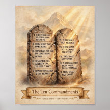 De Tien Geboden Poster - Klassieke Stenen Tafel