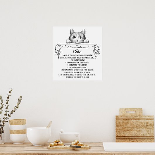 De tien geboden van Cats Funny Poster (Keuken)