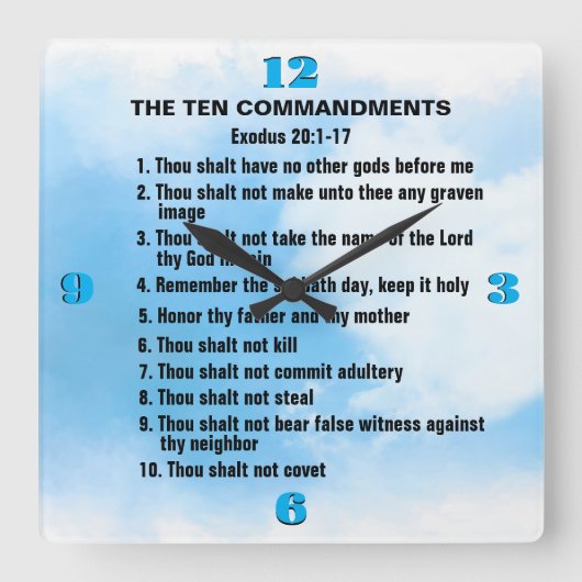 De tien geboden vierkante klok (Voorkant)