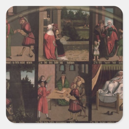 De tien geboden vierkante sticker (Voorkant)