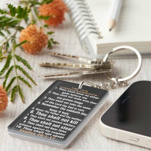 De tien gebodenRechthoek (dubbelzijdig) Sleutelhanger (Voorkant Rechts)