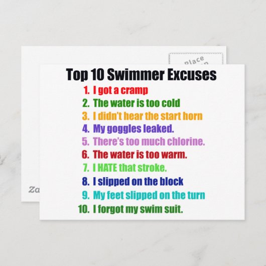 De tien grootste overschrijdingen van zwemmers briefkaart (Voorkant / Achterkant)