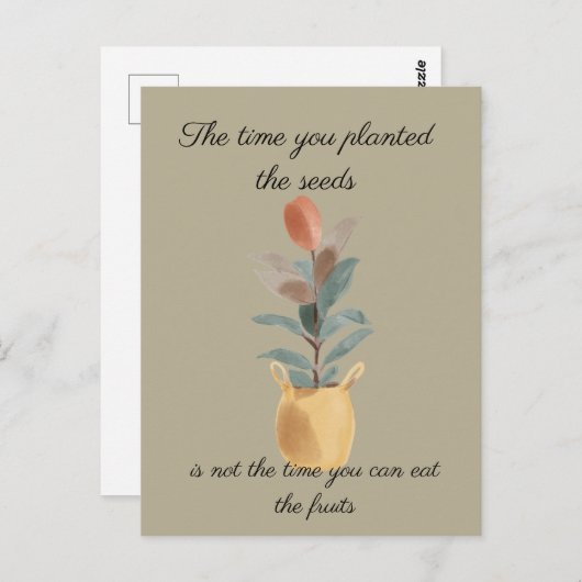 De tijd dat u de zaadquote plant briefkaart (Voorkant / Achterkant)