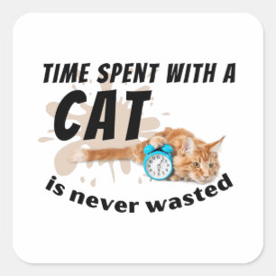 De tijd die met een kat wordt doorgebracht, wordt  vierkante sticker