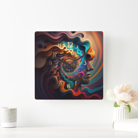 De tijd is helemaal in je hoofd vierkante klok (Huis)