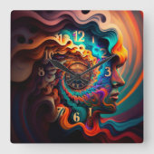 De tijd is helemaal in je hoofd vierkante klok (Voorkant)