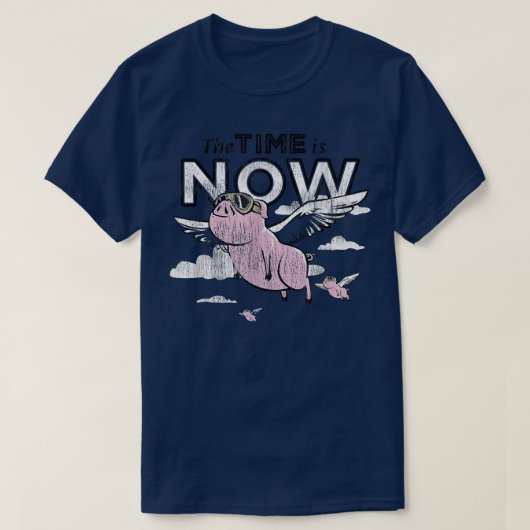 De tijd is nu vliegend varken t-shirt (Design voorkant)