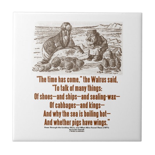 De tijd is voorbij Walrus Carpenter (een kijkglas) Tegeltje (Voorkant)