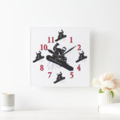 De tijd tot sneeuwboarder - een kool snowboarder vierkante klok (Huis)