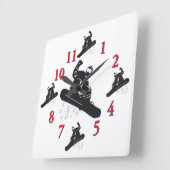 De tijd tot sneeuwboarder - een kool snowboarder vierkante klok (Hoek)