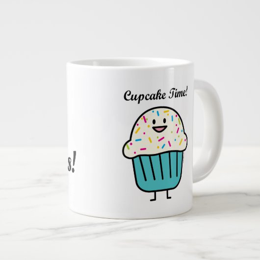 De Tijd van Cupcake met bestrooit zoet Grote Koffiekop (Voorkant rechts)