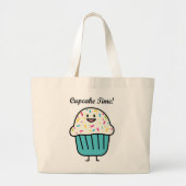 De Tijd van Cupcake met bestrooit zoet Grote Tote Bag (Voorkant)