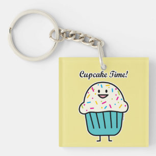 De Tijd van Cupcake met bestrooit zoet Sleutelhanger