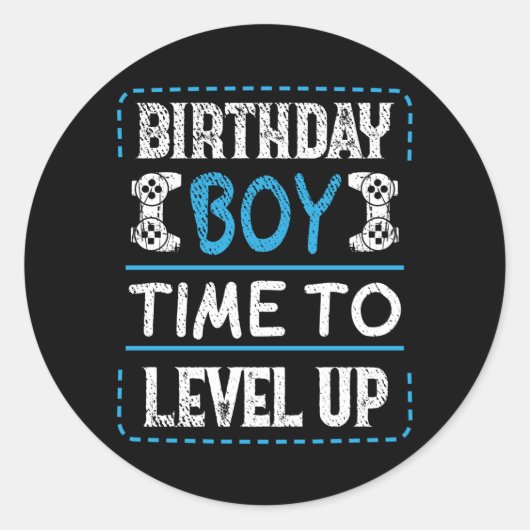 De tijd van de jongen van Birthday om videogamer o Ronde Sticker (Voorkant)