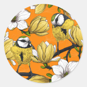 De tijd van de lente in geel ronde sticker
