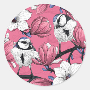 De tijd van de lente in roze ronde sticker