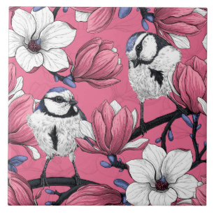 De tijd van de lente in roze tegeltje