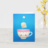 De Tijd van de Thee van Kawaii Kaart (Gele Bloem)