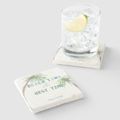 De Tijd van het strand is de Beste Douane van de T Stenen Onderzetter (Zijkant)