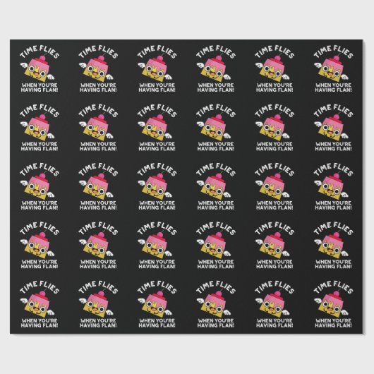 De tijd vliegt als je Flan Pun Dark BG hebt Cadeaupapier (Vlak)