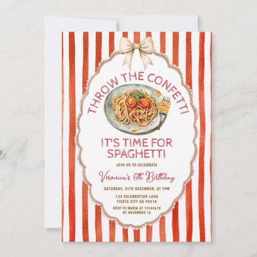 De tijd voor spaghetti verjaardag confetti kaart (Voorkant)