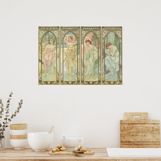 DE TIJDEN VAN DE DAG - Mucha Poster (Keuken)