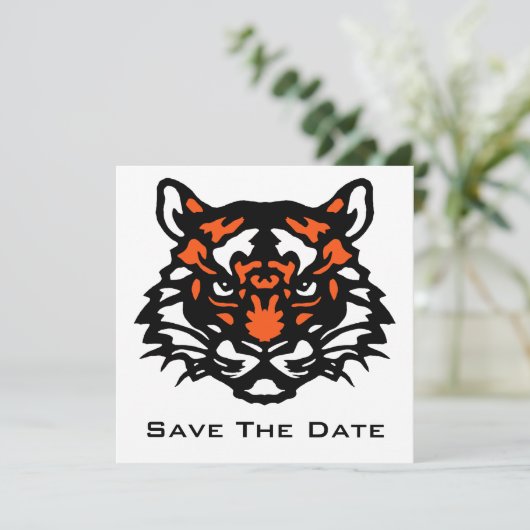 De tijger bewaart de Datum Save The Date (Staand voorkant)