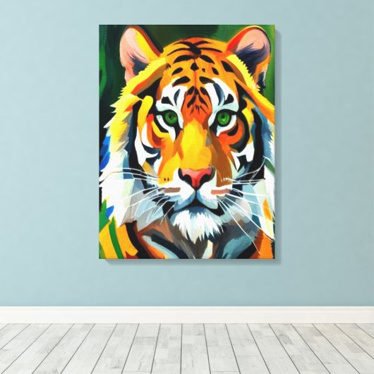 De tijger canvas afdruk (Insitu (Houten vloer))