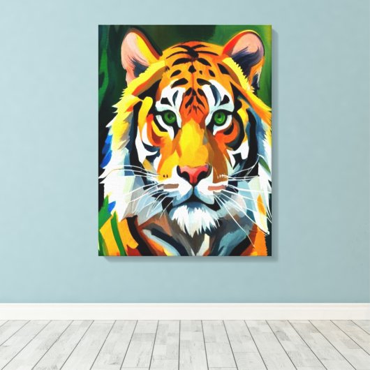 De tijger canvas afdruk (Insitu (Houten vloer))