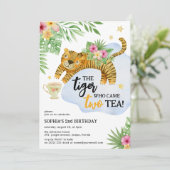 De tijger die twee thee kwam! 2e verjaardag kaart (Staand voorkant)