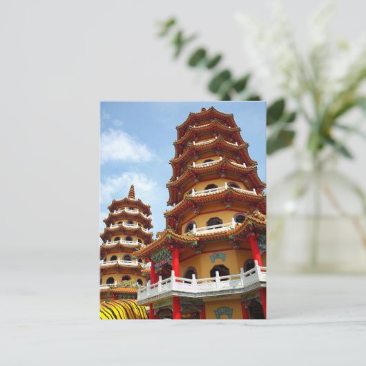 De tijger en dragopagode in Kaohsiung Briefkaart (Staand voorkant)