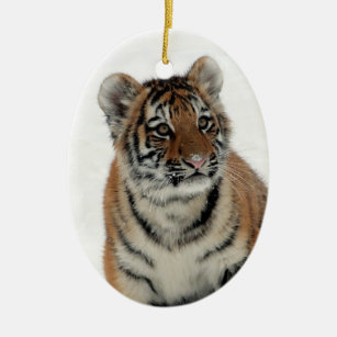 De tijger in de sneeuw keramisch ornament