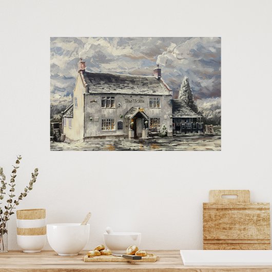 De tijger Inn, Turnditch - winter poster (Keuken)