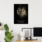 De tijger Motivatie Uitdaging Citaat Sepia Poster (Thuiskantoor)
