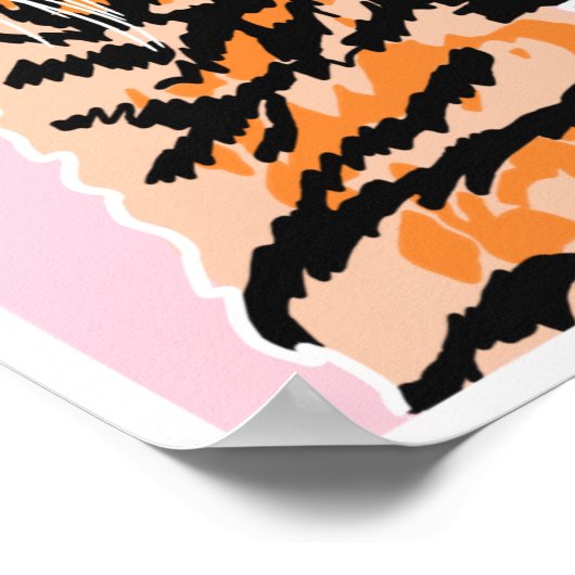 De tijger Rizz op roze achtergrond Poster (Hoek)