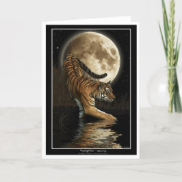 De TIJGER van Bengalen & het Wenskaart van de Maan Feestdagen Kaart