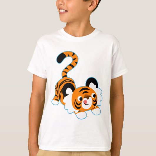 De tijger van de Cartoon van de klap klaar om kind T-shirt (Voorkant)