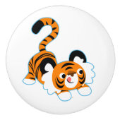 De tijger van de Cartoon van de klap klaar om te s Keramische Knop (Voorkant)