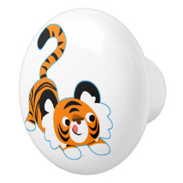 De tijger van de Cartoon van de klap klaar om te s Keramische Knop